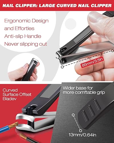 Miniatura 6 de Softale Cortaúñas profesional para uñas gruesas, juego 7 en 1 súper afilado, podólogo, cortaúñas de pies de acero inoxidable, cortaúñas encarnadas