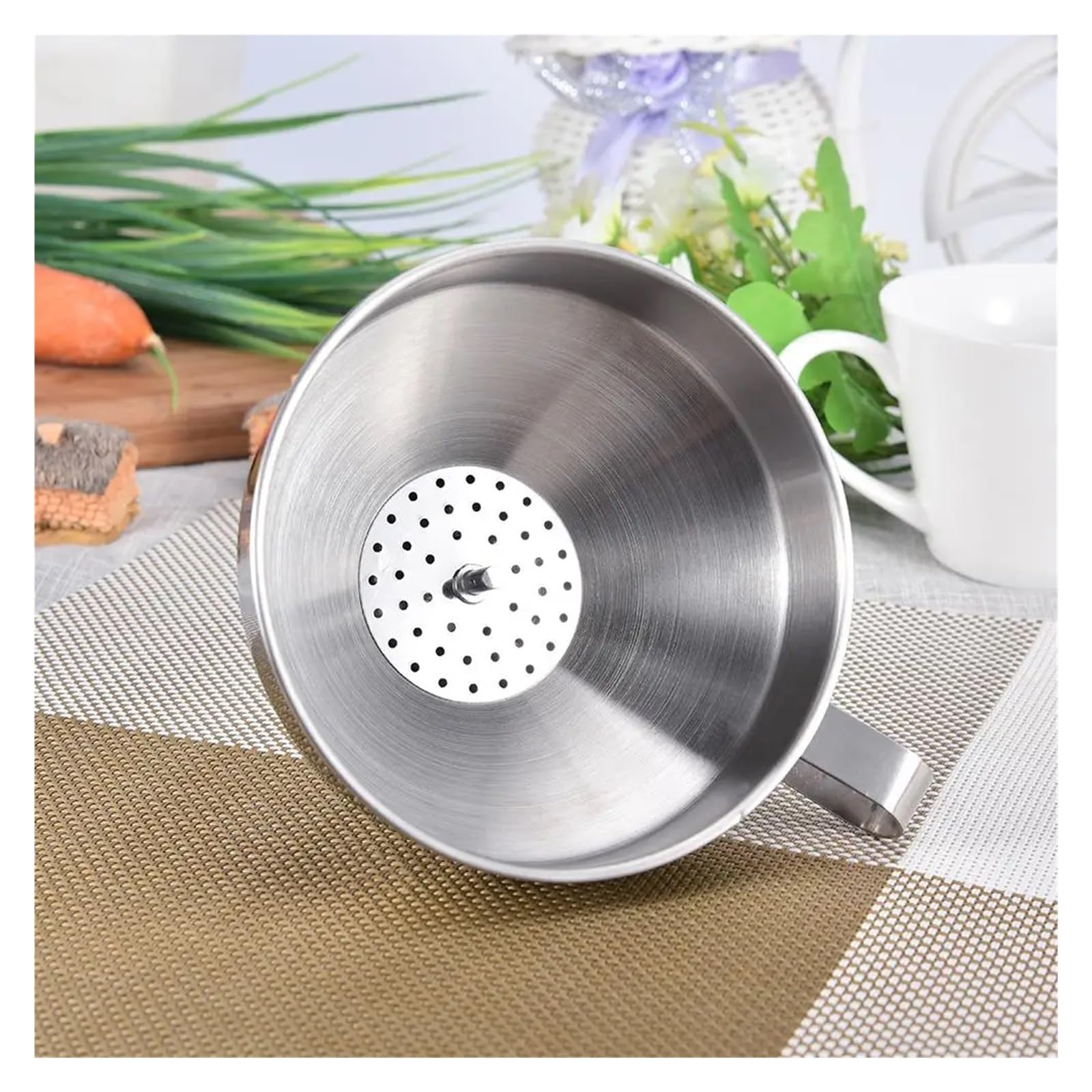 Embudo grande de acero inoxidable con filtro desmontable, embudo de cocina de aceite para transferir líquidos y polvos, herramienta de cocina de metal, 16 cm de diámetro
