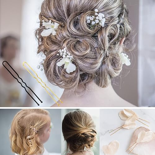 Miniatura 4 de Kit de 300 horquillas para el cabello, incluye 100 horquillas para el cabello, 100 horquillas en U, 100 bandas de goma negras, pasador para el