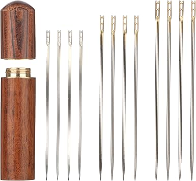 48Pcs Large Eye Sharp Needles, Self Threading Needles for Hand Sewing, Easy to Thread Big Eye Sewing Needles, Embroidery Needles Blind Needles in 3 Sizes 1.42/1.5/1.65 in for DIY Embroidery Sewing