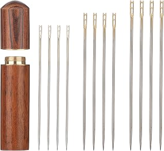 48Pcs Large Eye Sharp Needles, Self Threading Needles for Hand Sewing, Easy to Thread Big Eye Sewing Needles, Embroidery Needles Blind Needles in 3 Sizes 1.42/1.5/1.65 in for DIY Embroidery Sewing