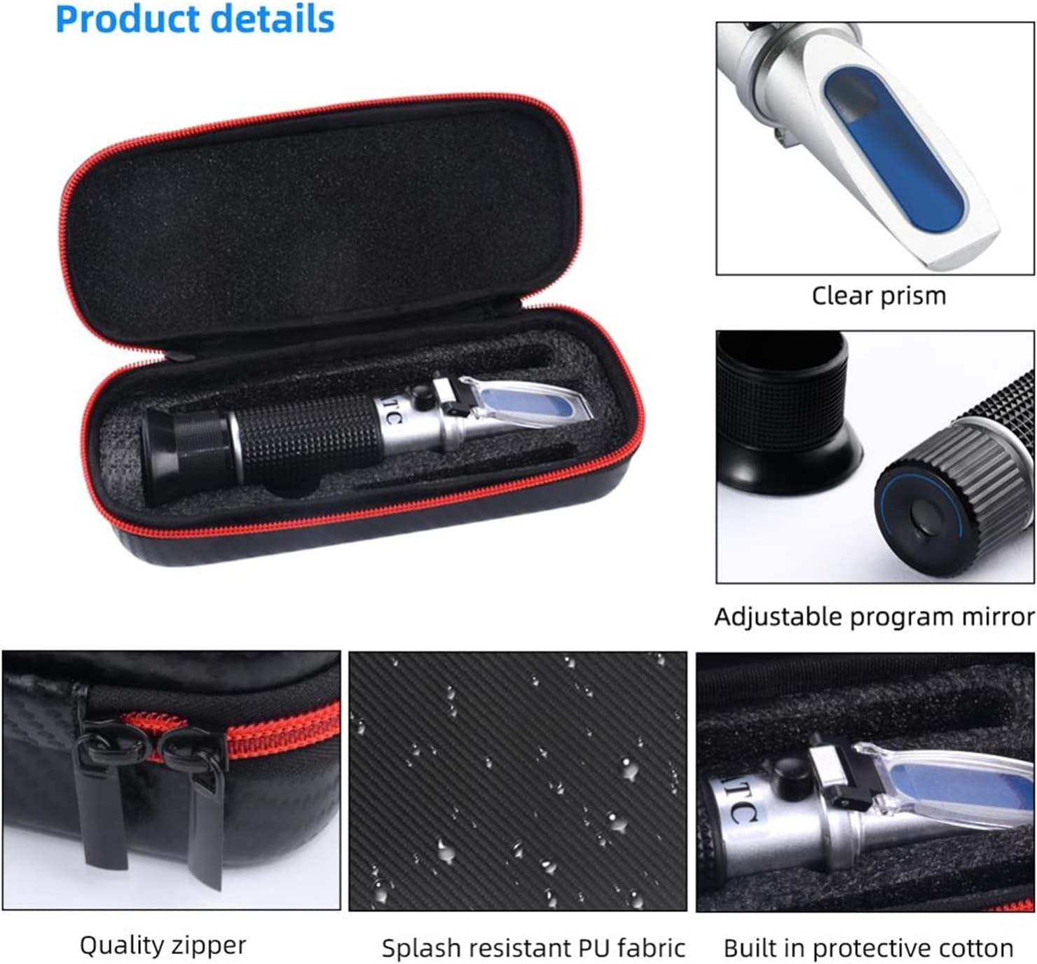 Brix Refractometer, Handheld 0-100% Seawater Salinity Meter Sodium Chloride Concentration Refractometer for Wine Making, Beer Brewing,Fruit, Sugar Content