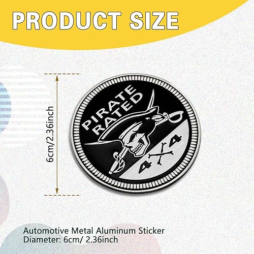 Miniatura 2 de Emblemas de metal 3D para automóvil, emblema de pirata, insignia automotriz de metal de 4 x 4, emblemas redondos, insignia exterior de automóvil