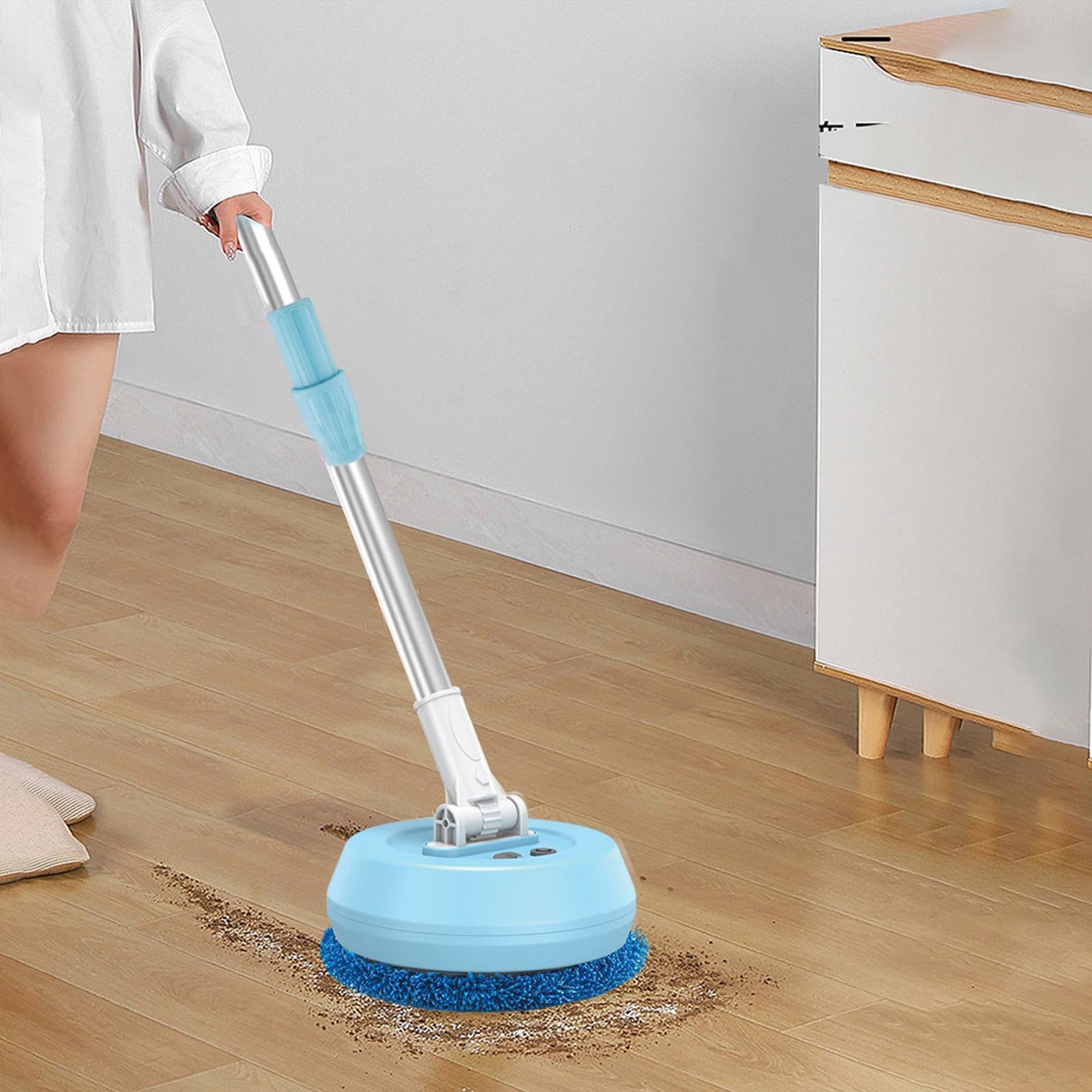 Round Electric Spin Mop | Holzbodenreiniger Mit Rotationsboden, Holzpolierer, Fliesen und Laminat Effiziente Reinigung Und Arbeitsersparnis. Einfach umgehen