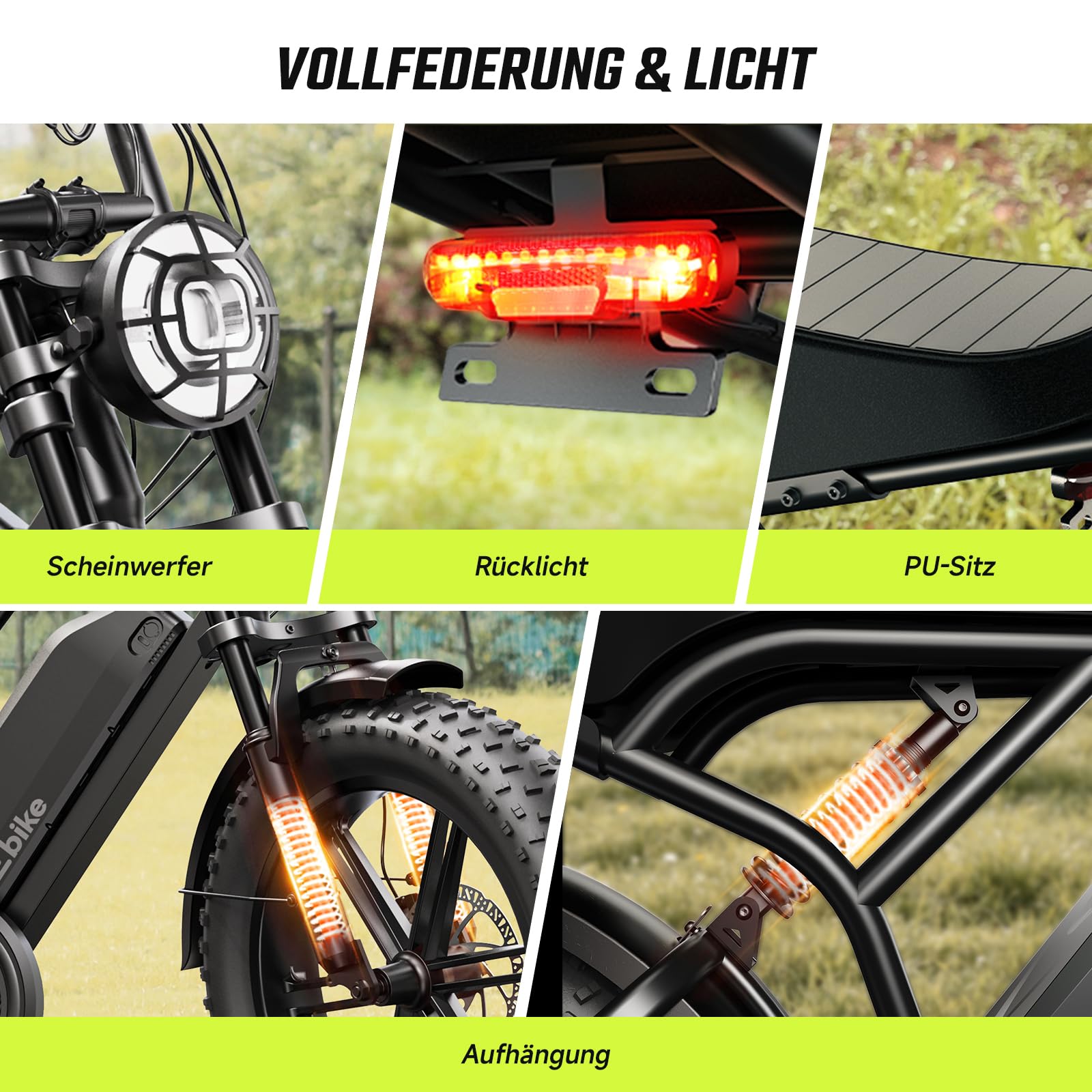 SISIGAD E Bikes Mountainbike Fatbike 20 Zoll mit 48V 15Ah/ 25Ah Batterie, Elektrofahrrad Herren Damen Elektro Fahrrad mit LCD Display und App, Ebike 250W Motor 25km/h E Fahrrad