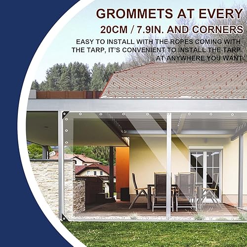 Miniatura 4 de Cortina transparente para exteriores, 20 onzas, cortina de PVC Vinly para exteriores, cortina resistente a la intemperie, para pérgola, porche,