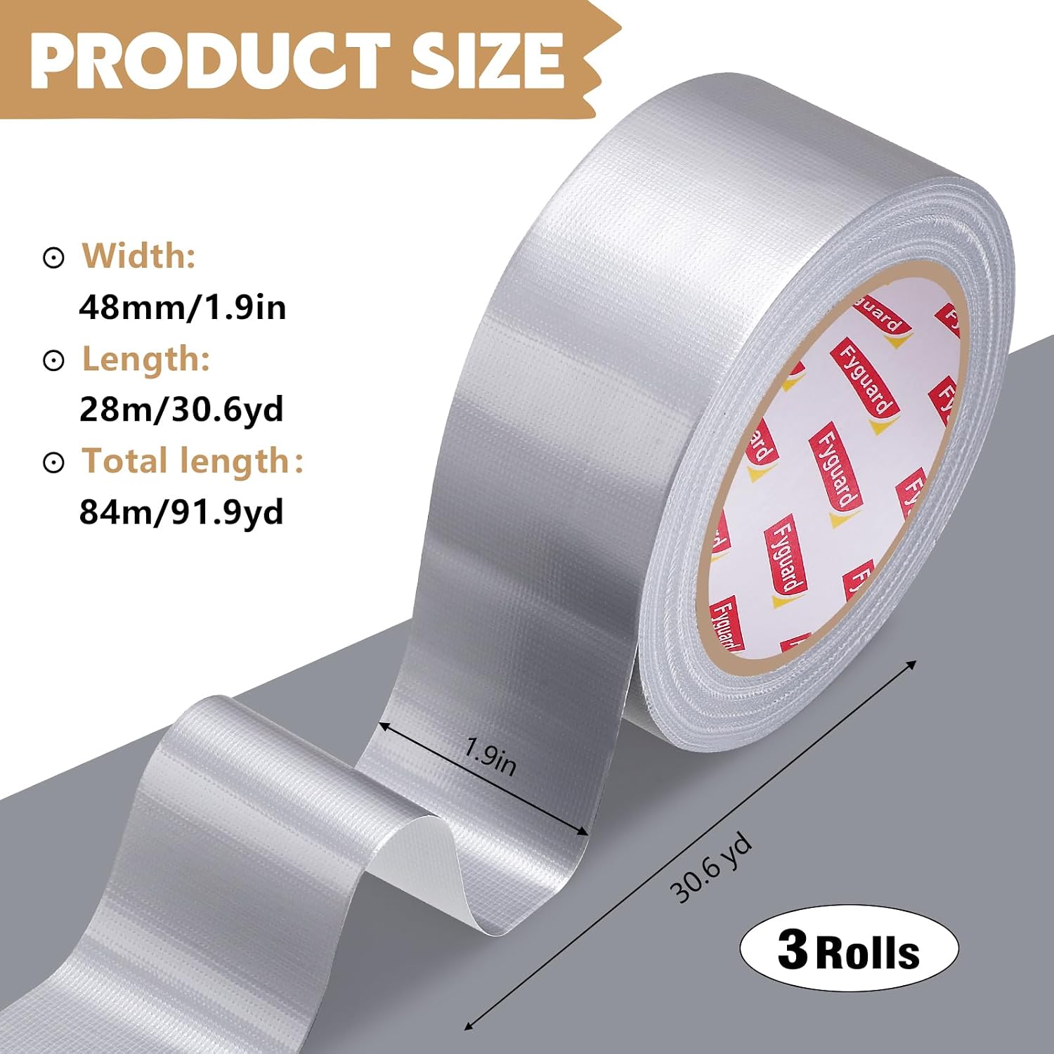 3Rolls Colored Duct Tape 2IN x 90Yd Total 9Mil Waterproof Duct Tape