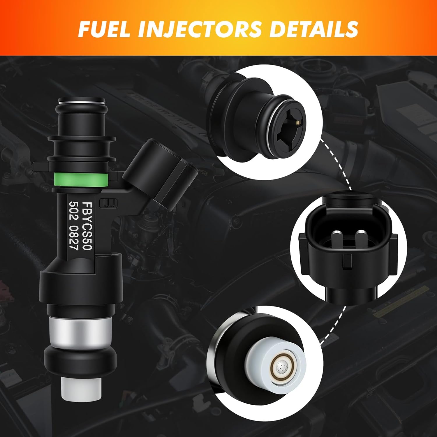 2006-2008 6Pcs Fuel Injectors Compatible for Suzuki Grand Vitara 2.7L V6 2006 2007 2008 Replace 15710-66J00 FIJ0009 FJ966