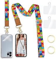 Vista 24 de Cordón cruzado para teléfono celular con correa para la muñeca, cordones de tortuga marina para alrededor del cuello, muñequera con correa ajustable