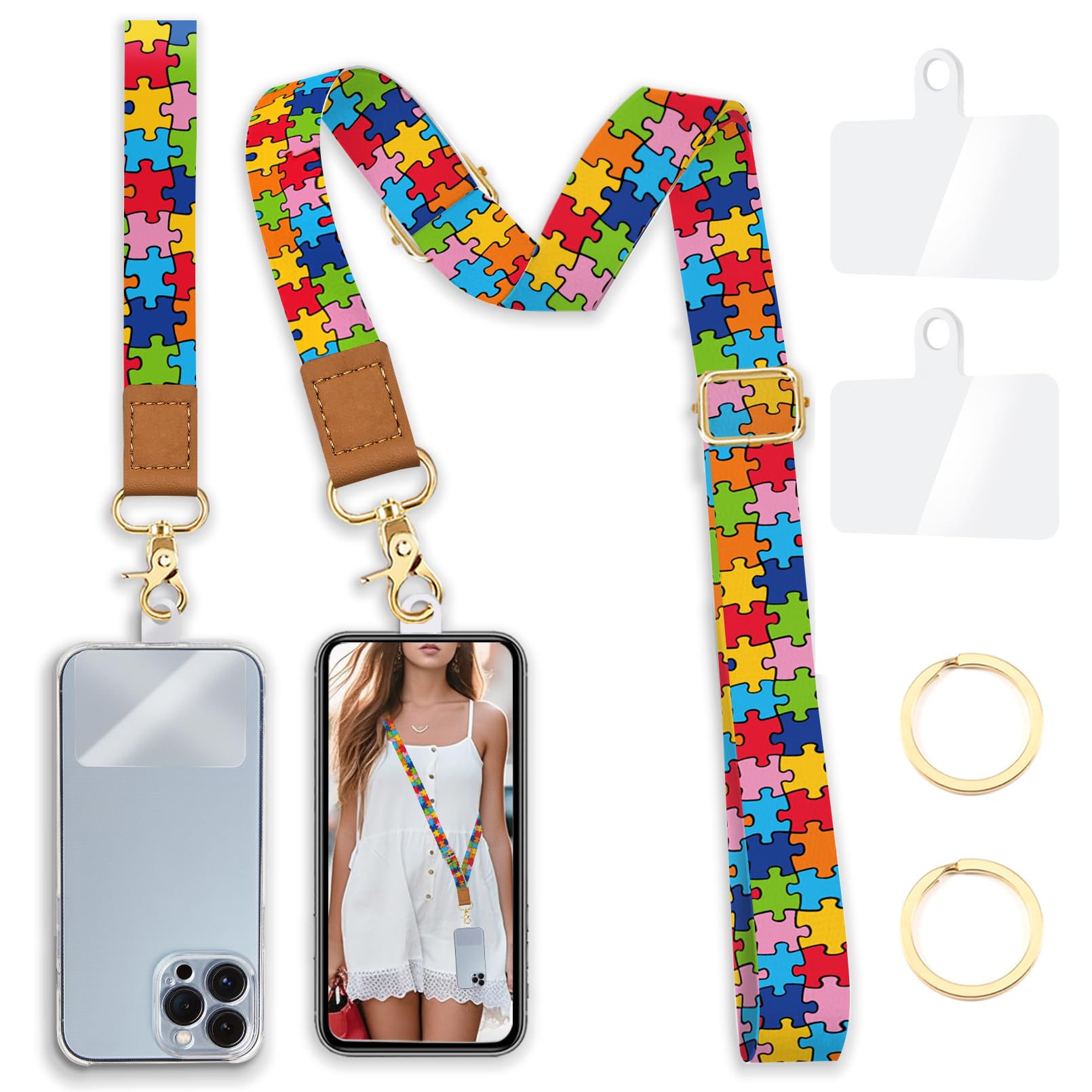Yonlevres Phone Lanyard Crossbody Strap Wrist Neck Adjustable Women Autism