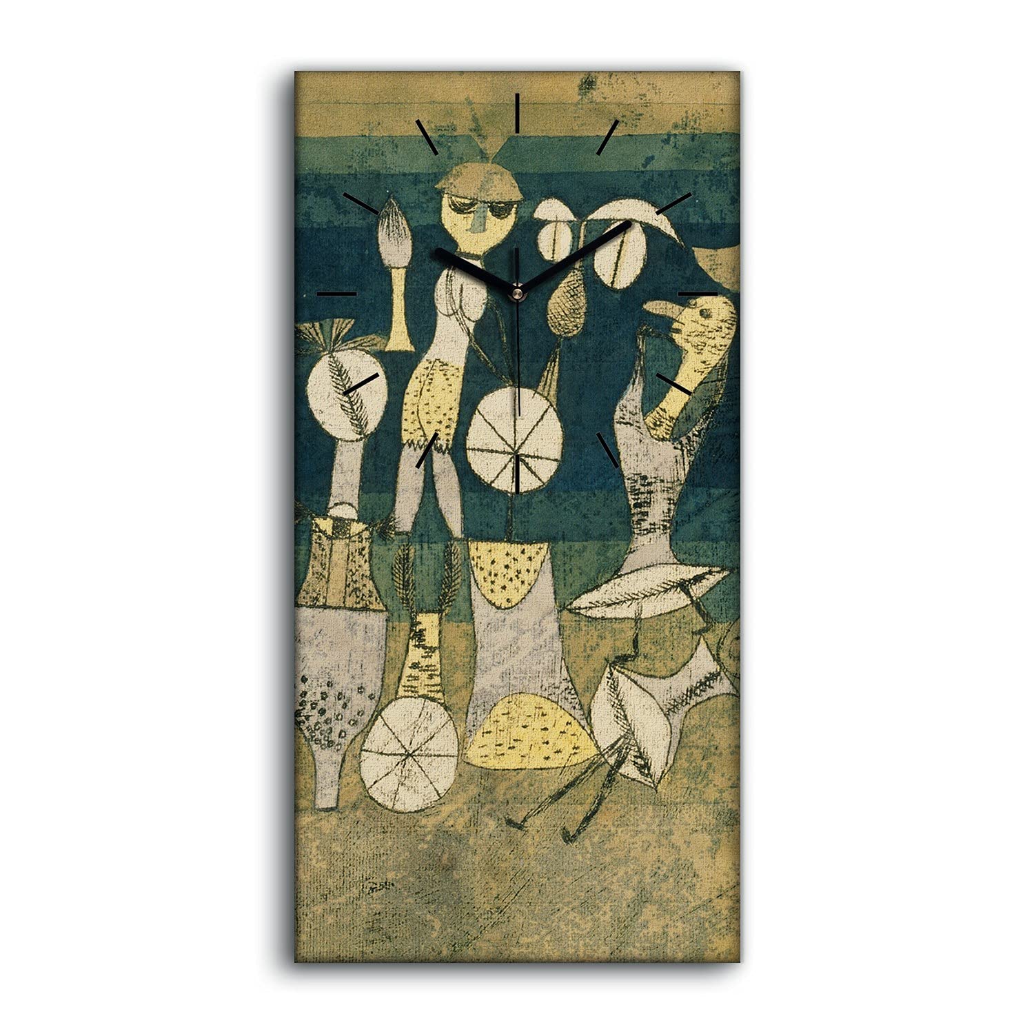 Horloge sur toile silencieuse sans tic-tac motif comédie 30x60cm avec mains noires