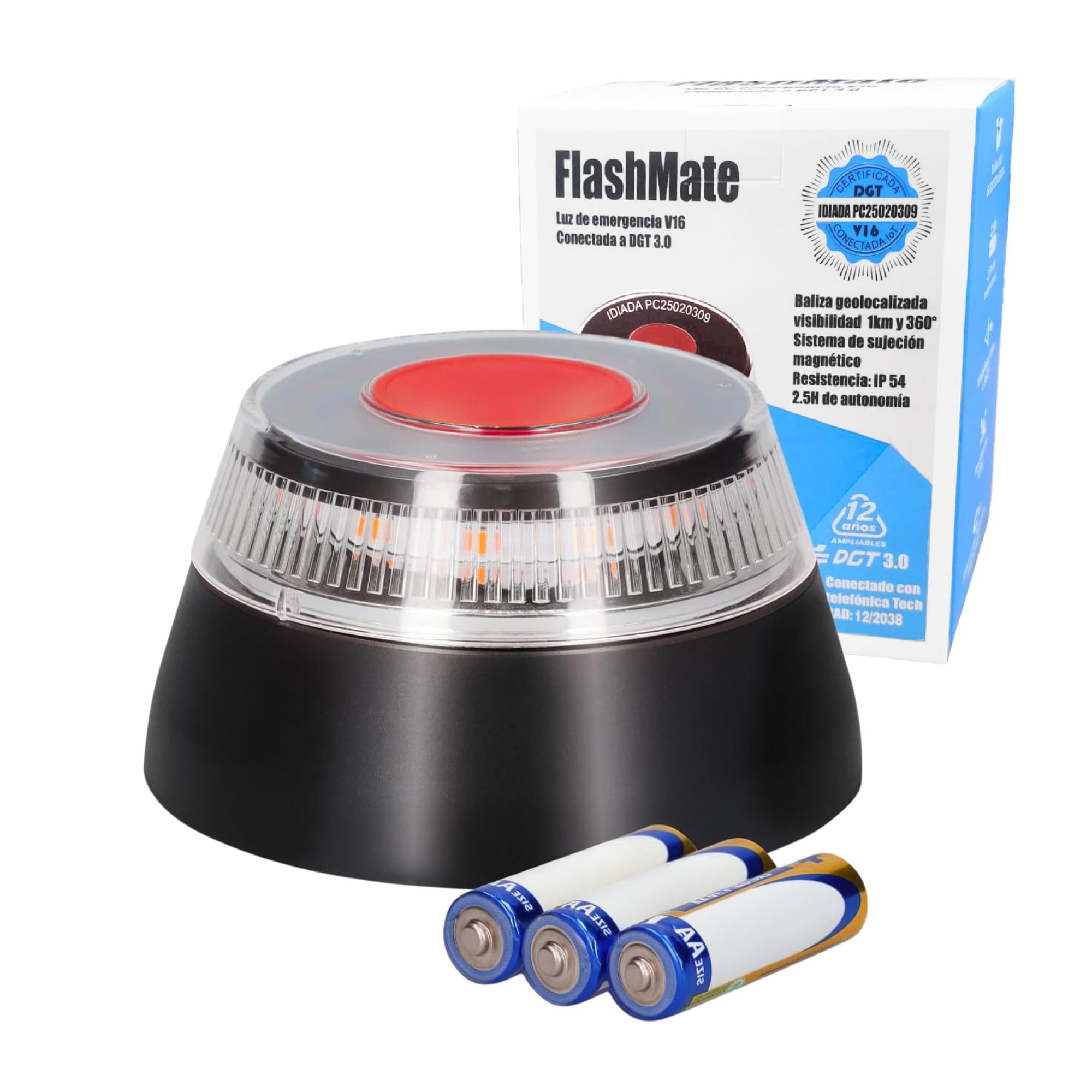 MAGIC SELECT 2x Noodlamp V16, voor Noodgevallen, voor Auto en Motorfiets. Magnetische Zaklamp voor Voertuigen. Inclusief batterij en knipperend Geel Lampje
