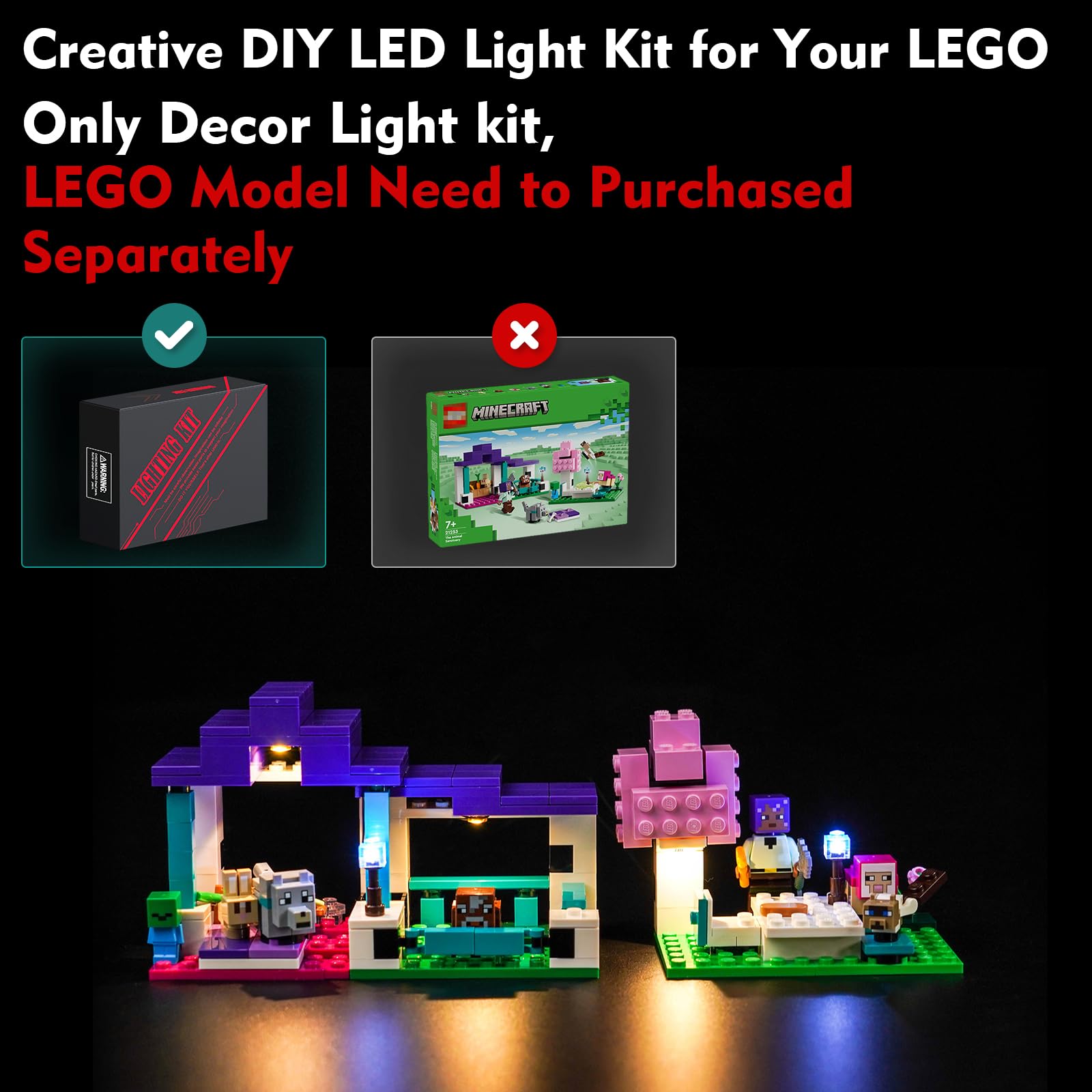 Light Kit for Lego Animal Sanctuary Lighting Set for Lego 21253 Minecraft The Animal Sanctuary - Not Include Models, Just Light Kit - Image 2