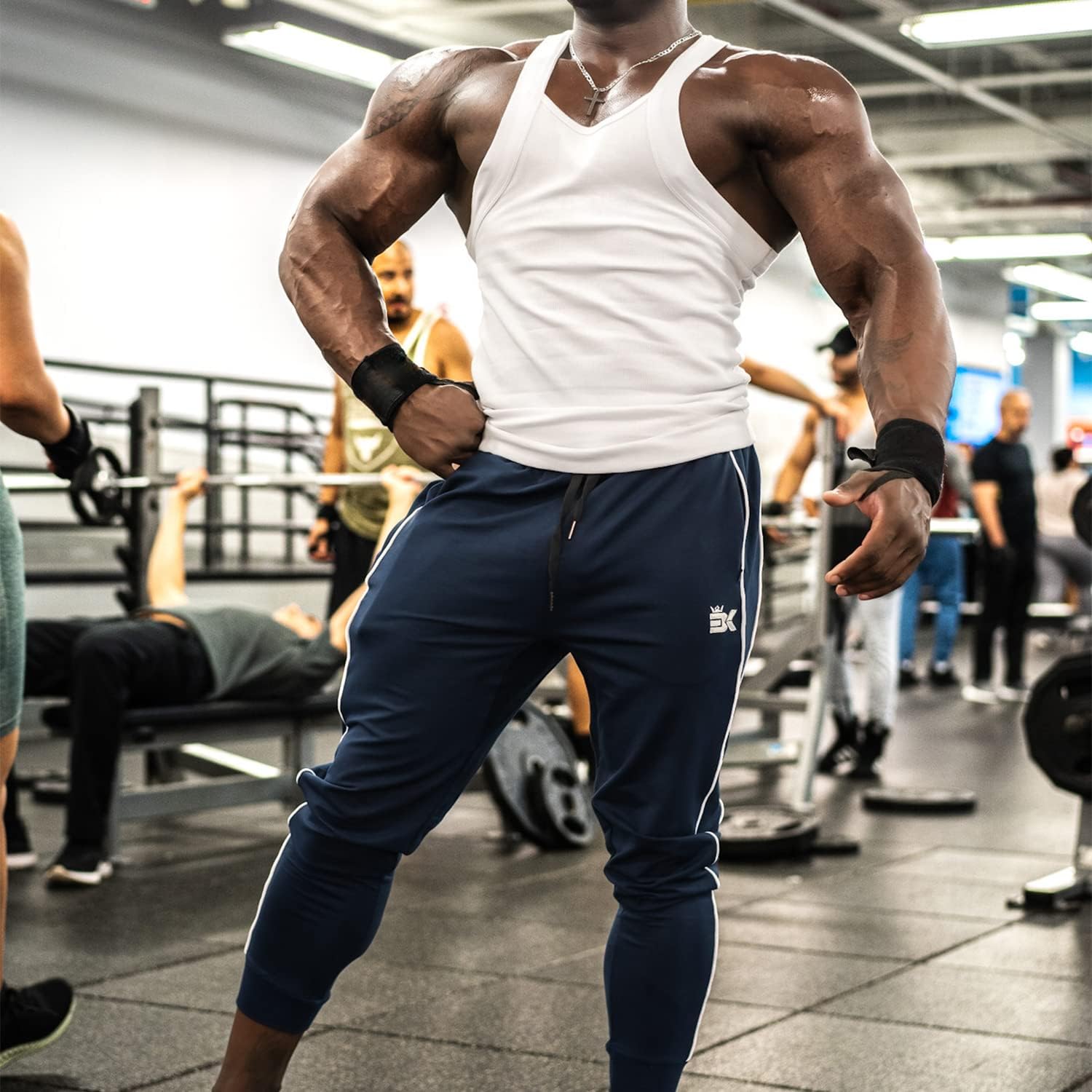 BROKIG Men's Slim Fit Workout Joggers Pants, Casual Breathable Gym Training Tapered Sweatpants with Zipper Pockets - Image 2