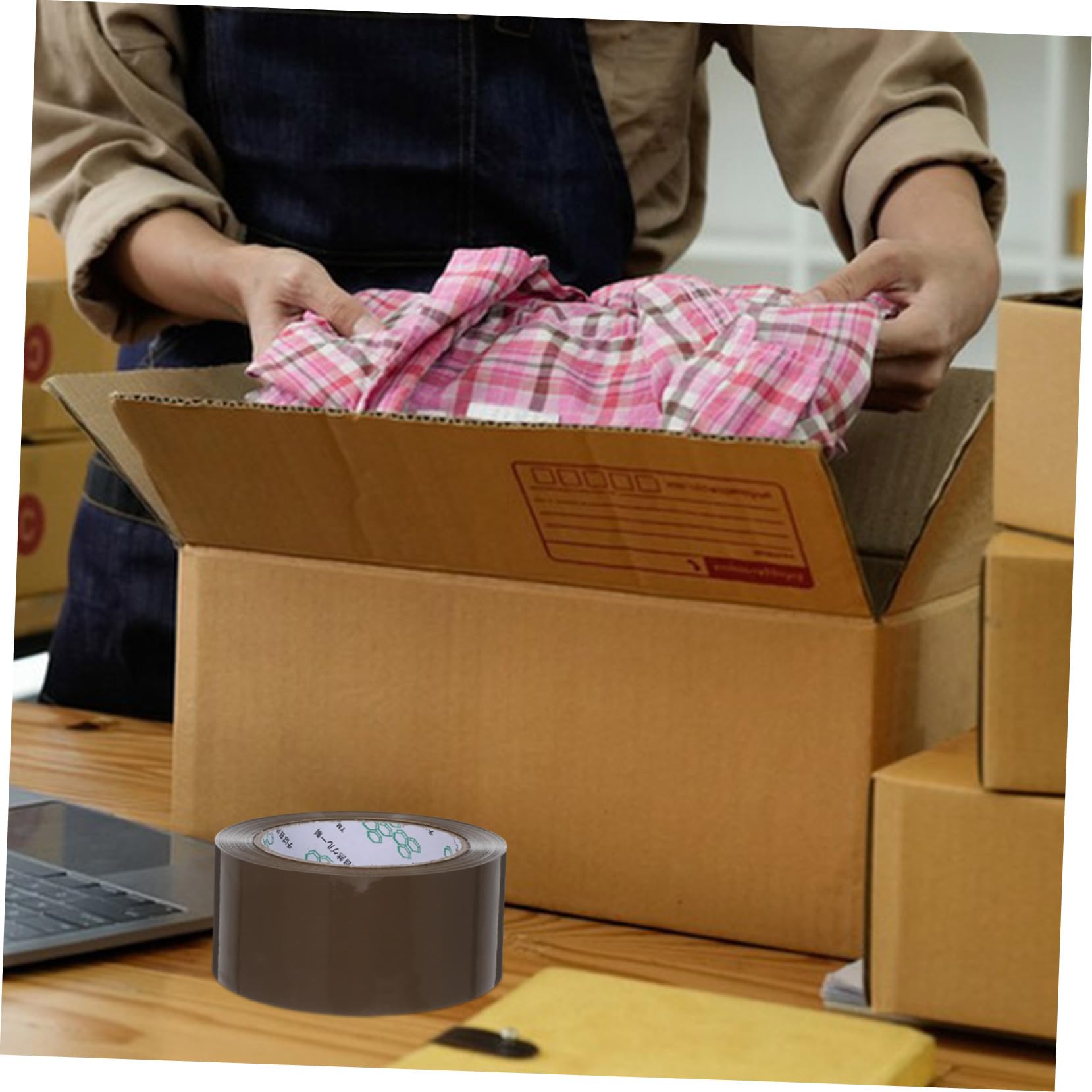 Hochleistungs Packband 5 Rollen Bopp Braun, Kartonverschluss | 394 Yards Je Rolle, 2 Zoll Breite, Versandverpackungsband für Büro und Umzug, Starke Haftung