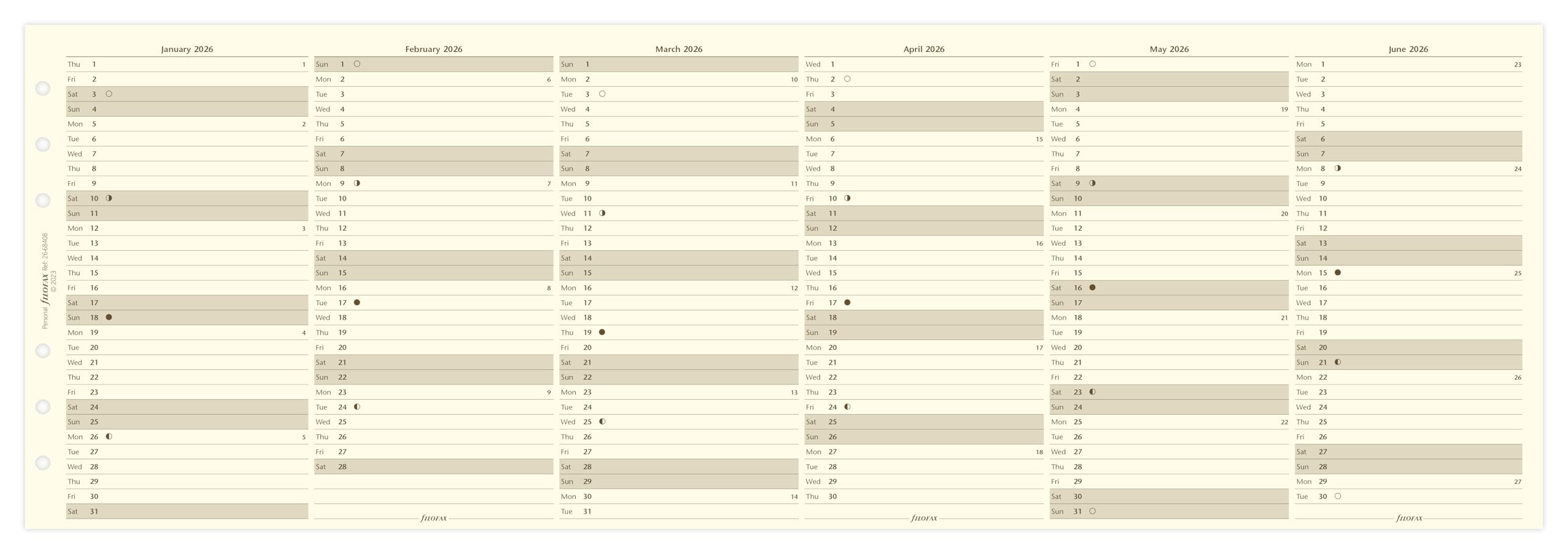 Filofax Personal Vertical Year Planner 2026 cotton cream, A5 - Image 4