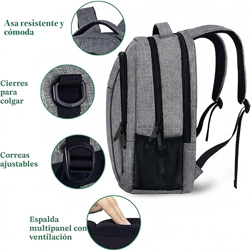 Miniatura 6 de MATEIN - Mochila de viaje para laptop, mochila empresarial antirrobo, delgada, resistente, puerto de carga USB, impermeable, para universidad o Gris