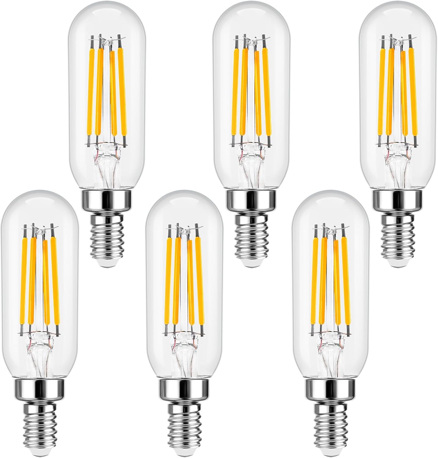 DiCUNO E12 Candelabra Bulb 40 Watt, E12 LED Bulb Dimmable, Warm White 2700K, T6 LED Type with Candelabra Base, Vintage Filament Edison Light Replacement for Chandelier, Ceiling Fan, Pendant, 6-Pack