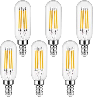 DiCUNO T6/T25 E12 LED Bulb Dimmable, 4W (40W Equivalent), 2700K Warm White, Vintage Tubular Candelabra Edison Chandelier L...