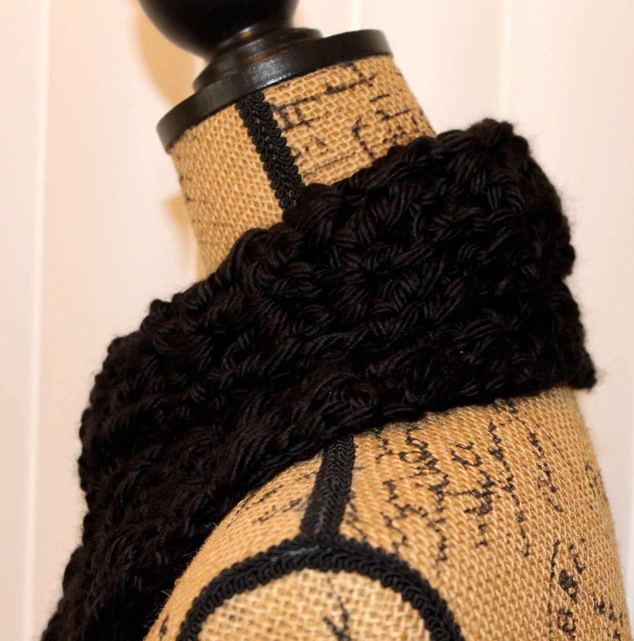 One Day Ship Cute Women's Teens Girls Adult Button Chunky Black Neck Warmer Cowl Scarflette