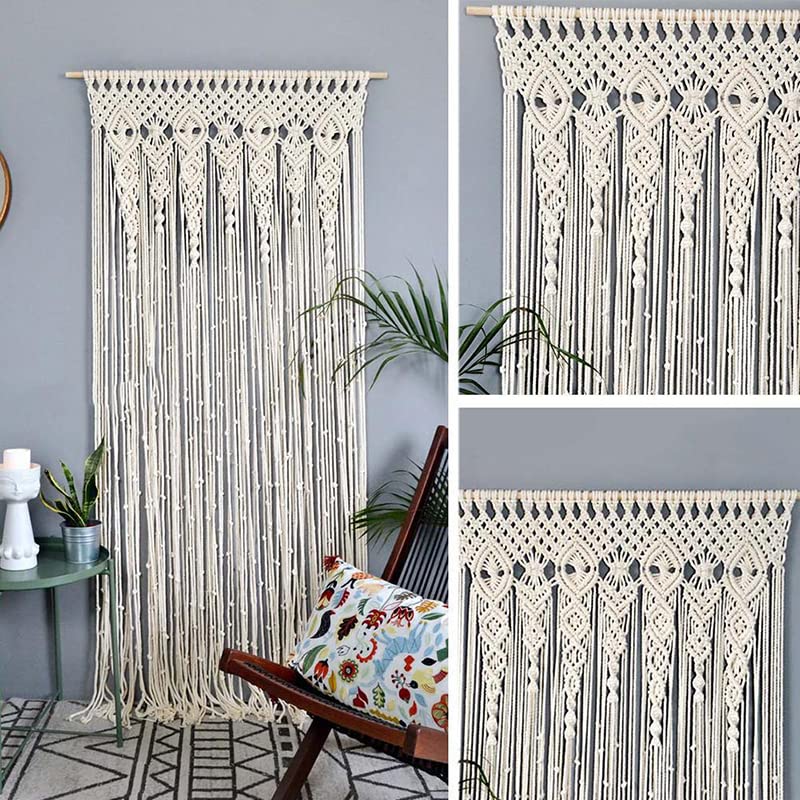 Rideaux muraux en macramé pour séparateur de pièce, occultant, antistatique, ne peluche pas facilement, rideaux tissés à la main pour portes, décoration bohème pour maison, chambre à coucher, salon,