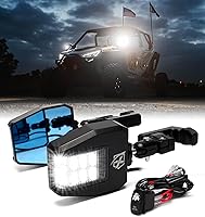Vista 8 de Xprite UTV - Espejos LED de visión lateral de aluminio con luces de charco, se adapta a barra de jaula enrollable de 1.75 a 2 pulgadas para Polaris