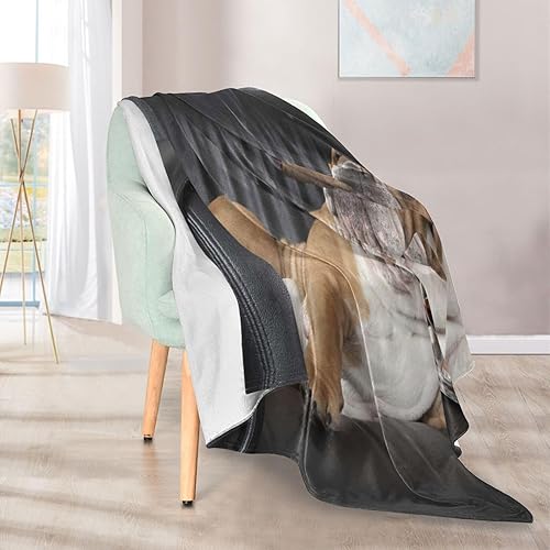 Miniatura 5 de ALAZA Funny English Bulldog Soft Warm Fuzzy Throw Blanket 50" X 60" Fluffy Flannel Lightweight Double Reversible Bed Blanket All Season Use