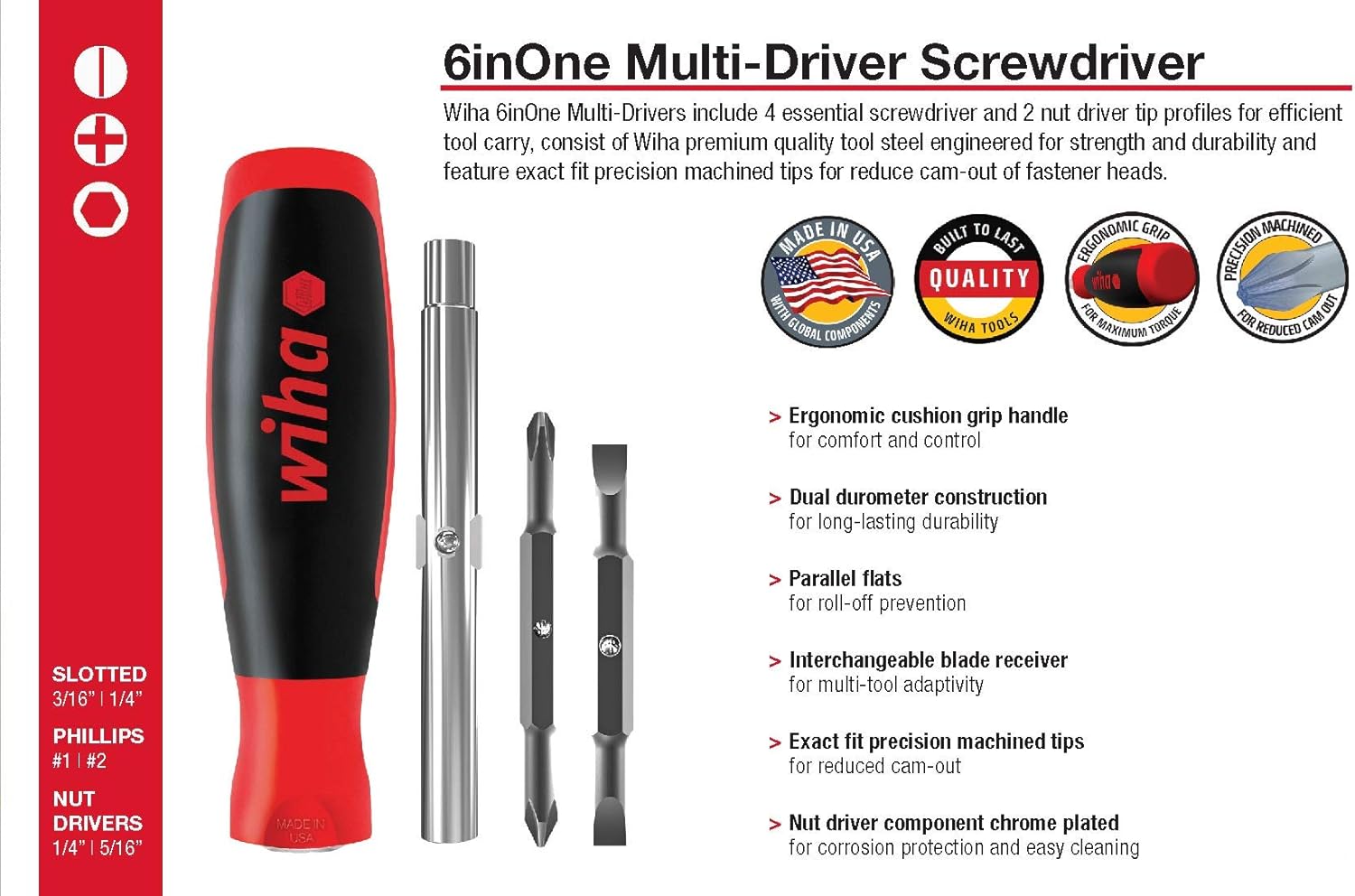Wiha 77890 SoftFinish 6inOne Multi-Driver