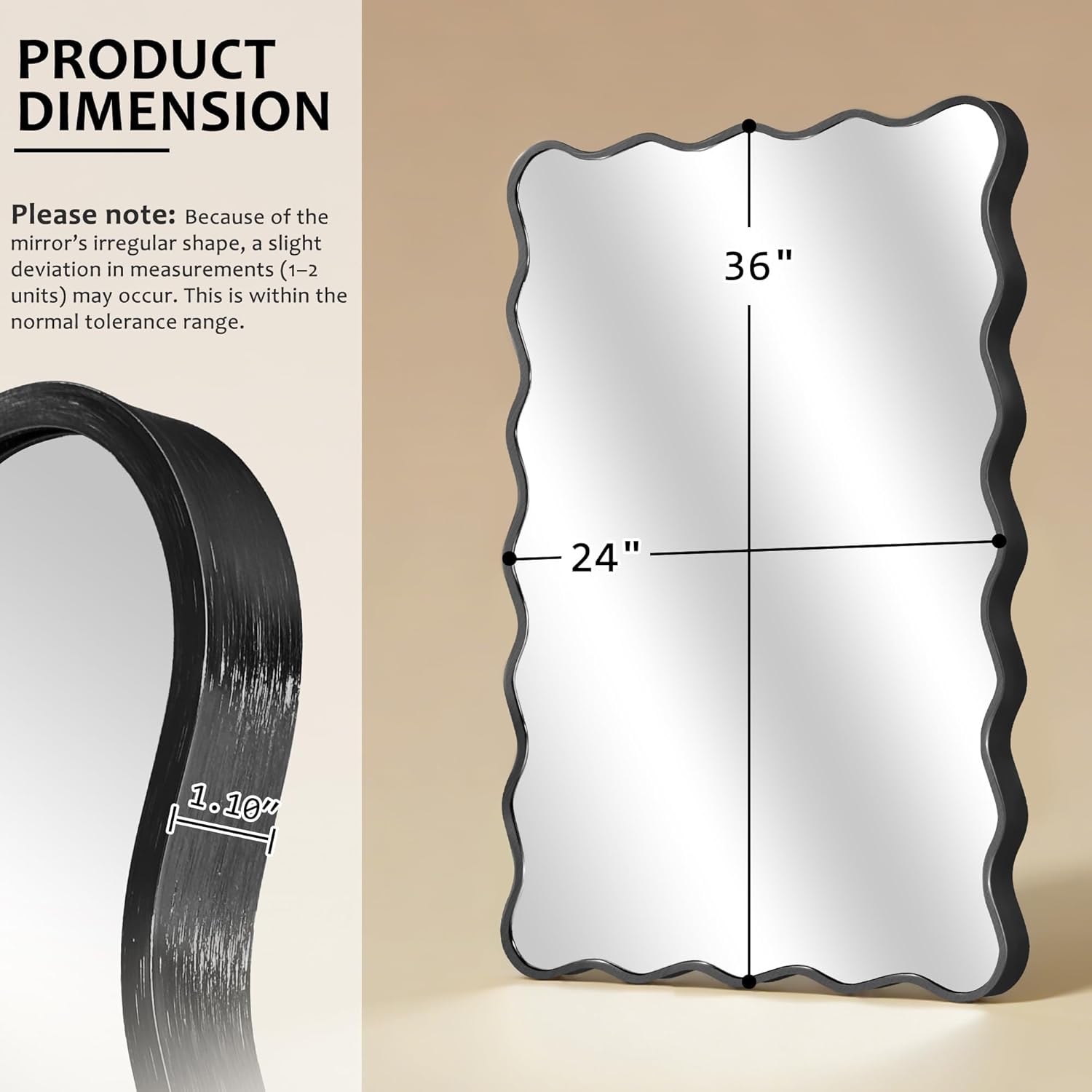 Vanity & Bathroom Mirror with Artistic Wavy Frame, Distortion-Free Silver-Coated Glass, Shatter-Resistant, Easy Installation – Modern Design for Home Décor