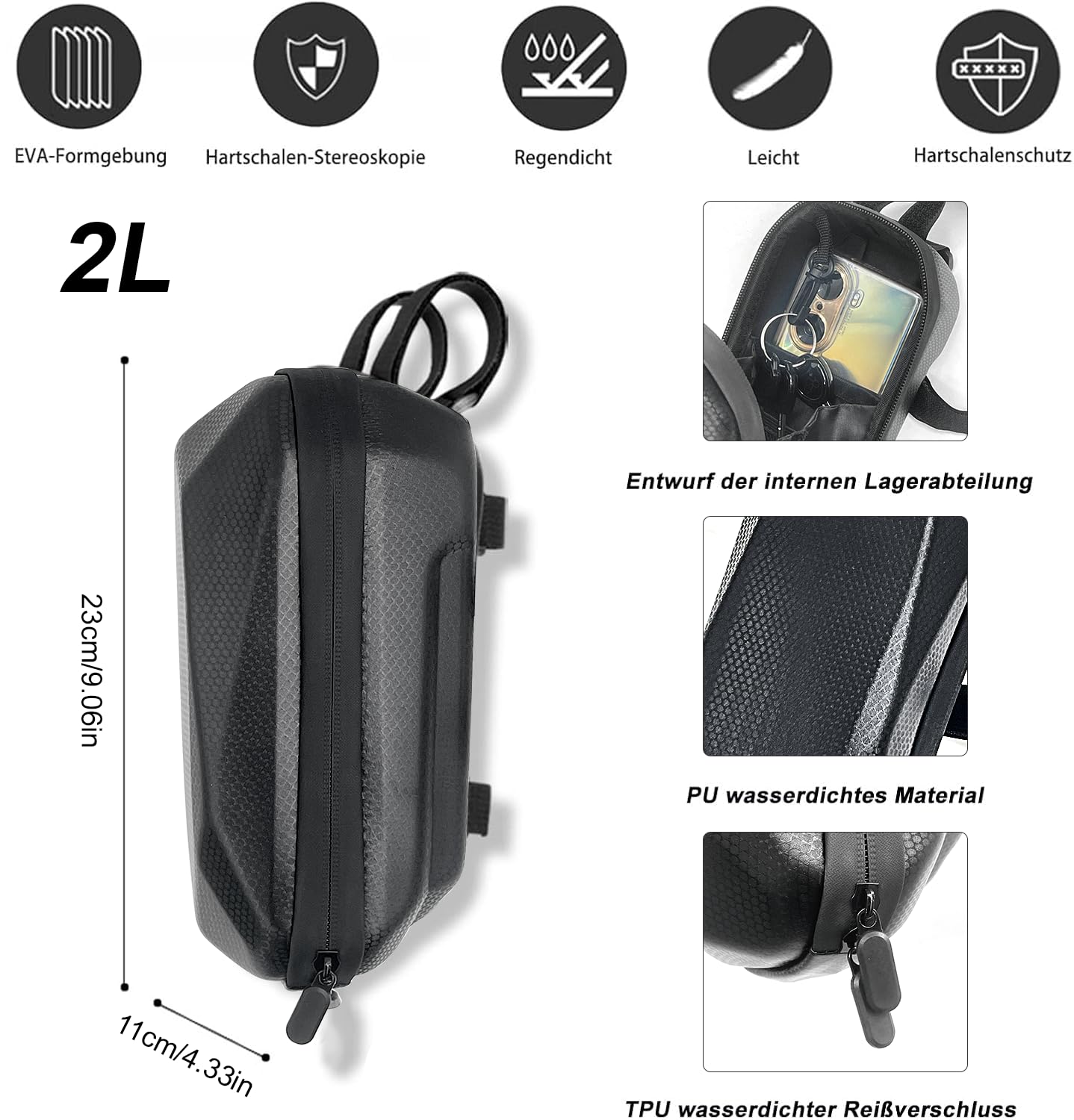 E Scooter Schloss 8mm - Handschellenschloss E Scooter mit Tasche