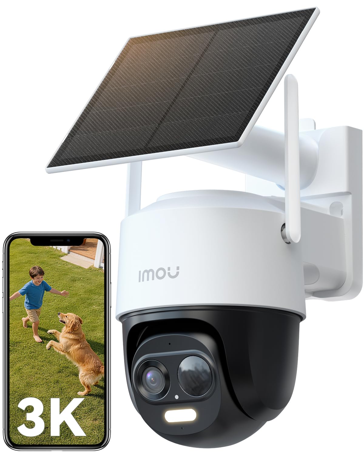 Imou White 3K Solar Security Camera Outdoor Wireless, Ai Human/Vehicle Detection