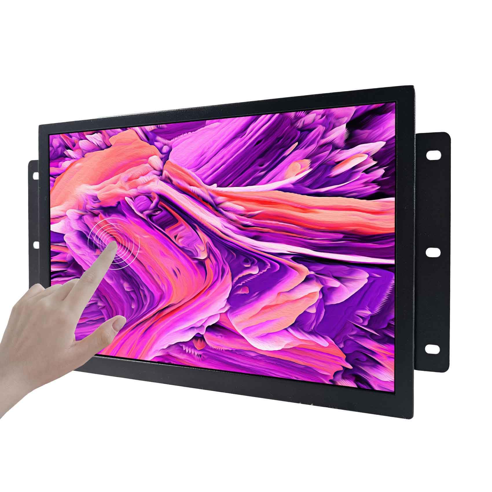 VSDISPLAY 13,3 Zoll 1920x1080 Tragbarer LCD Touch Monitor mit Lautsprechern | Industrieller IPS-LCD Bildschirm, VGA DVI Videoanschluss, Metallgehäuse