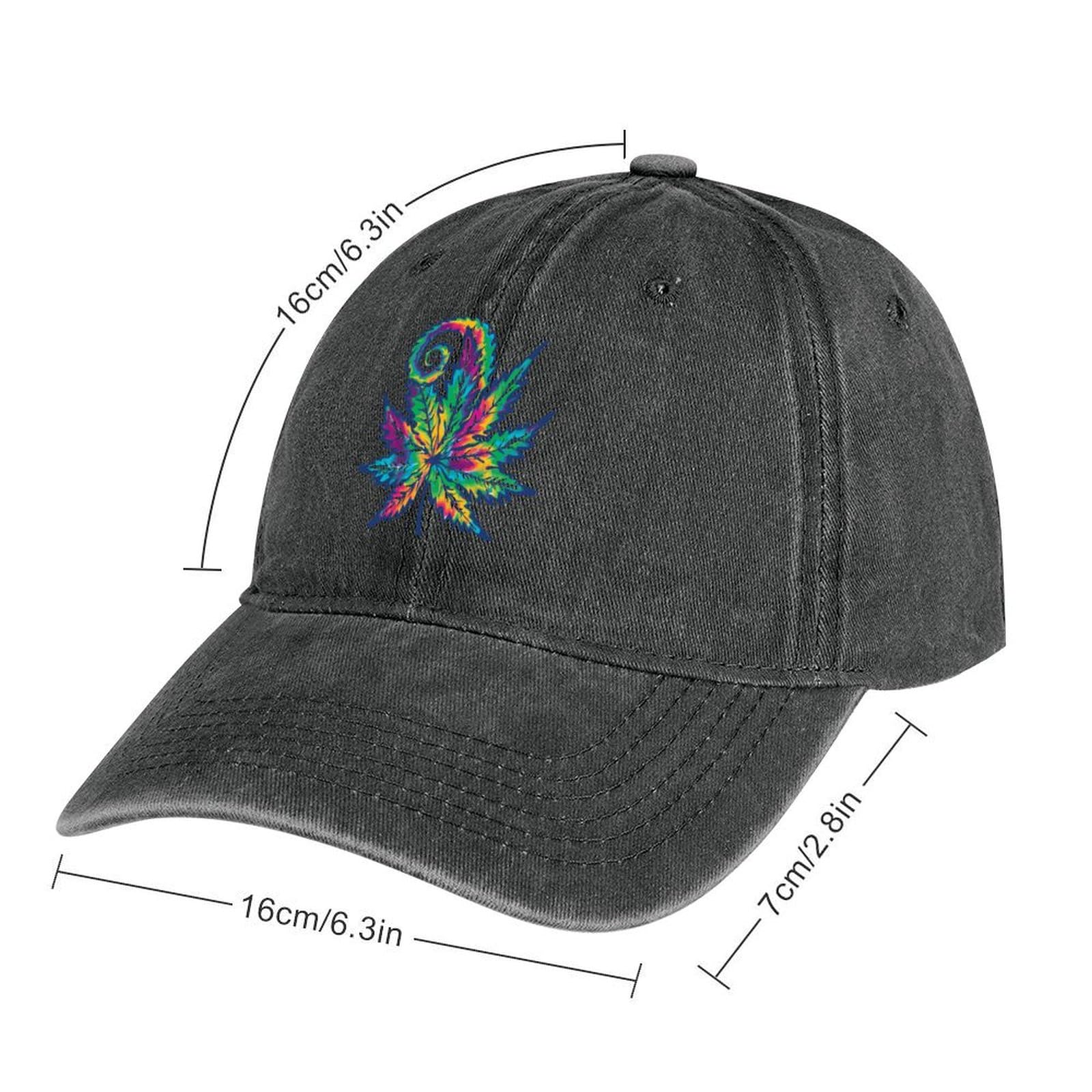 Tie Dye Pot Leaf Weeds Baseball Cap Personalized Denim Cap Dad Hat Adjustable Trucker Hat for Men Women
