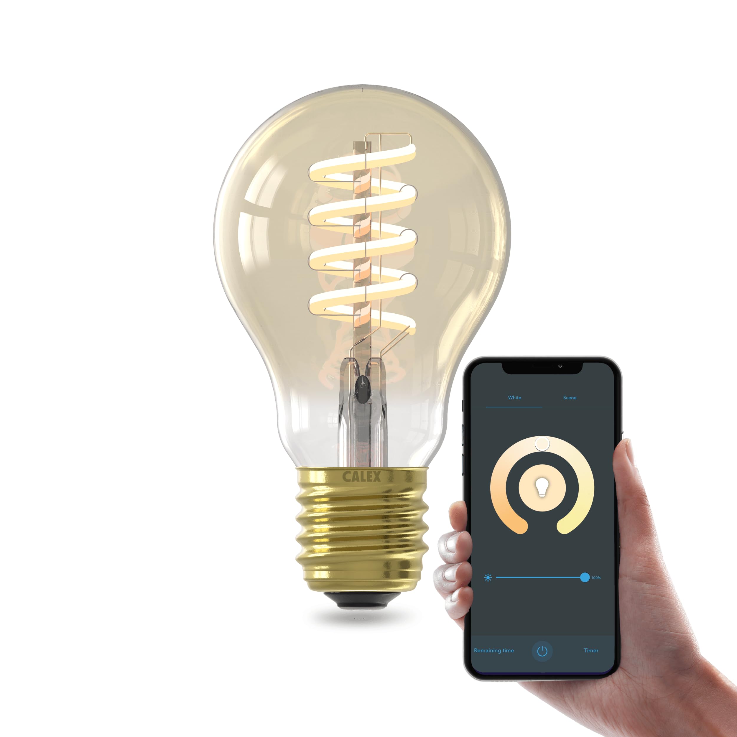 CALEX Lampadina LED Smart, E27, A60, Filamento Oro, luce calda, Dimmerabile, controllo app Wi-Fi & vocale, Confezione da 3
