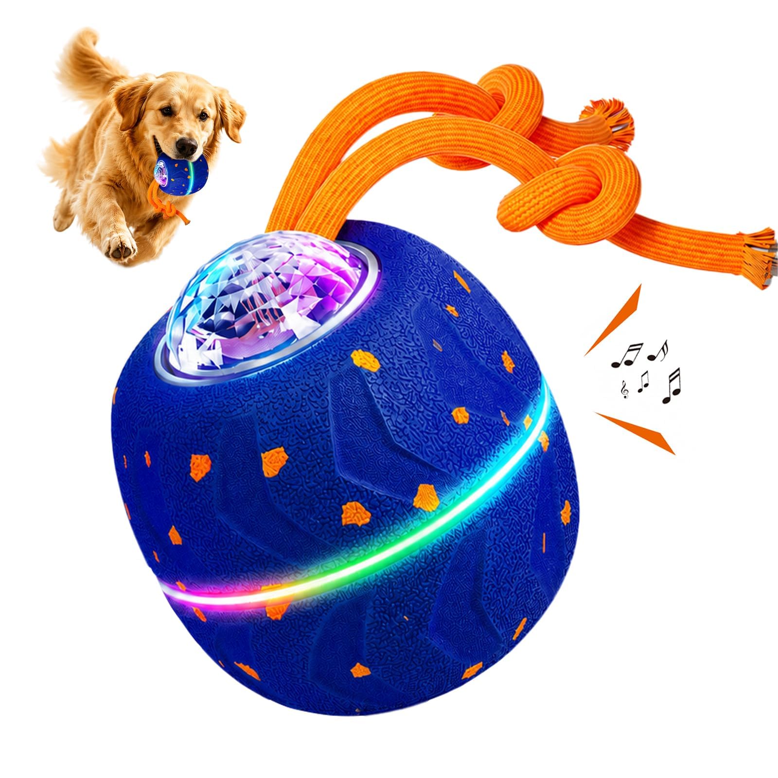 Jouet interactif intelligent pour chien, jouet d'enrichissement pour chien, balle d'aboiement pour chien, matériau E-TPU, jouet électrique à mouvement automatique et roulant pour chien avec