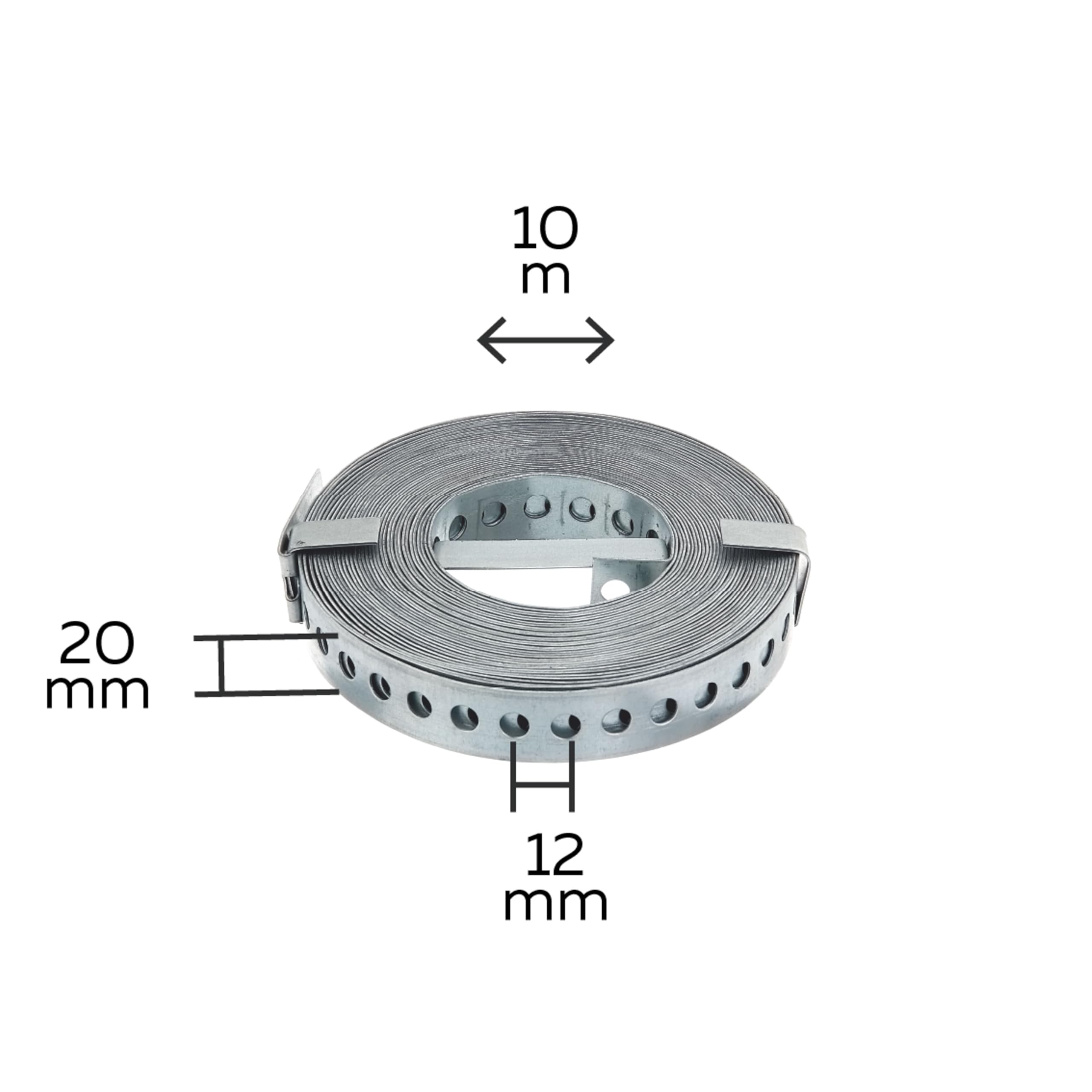 Alberts 848132 Bande multi-trous | avec ou sans bobine | galvanisé Sendzimir | largeur 20 mm | longueur 10 m | kit de 5