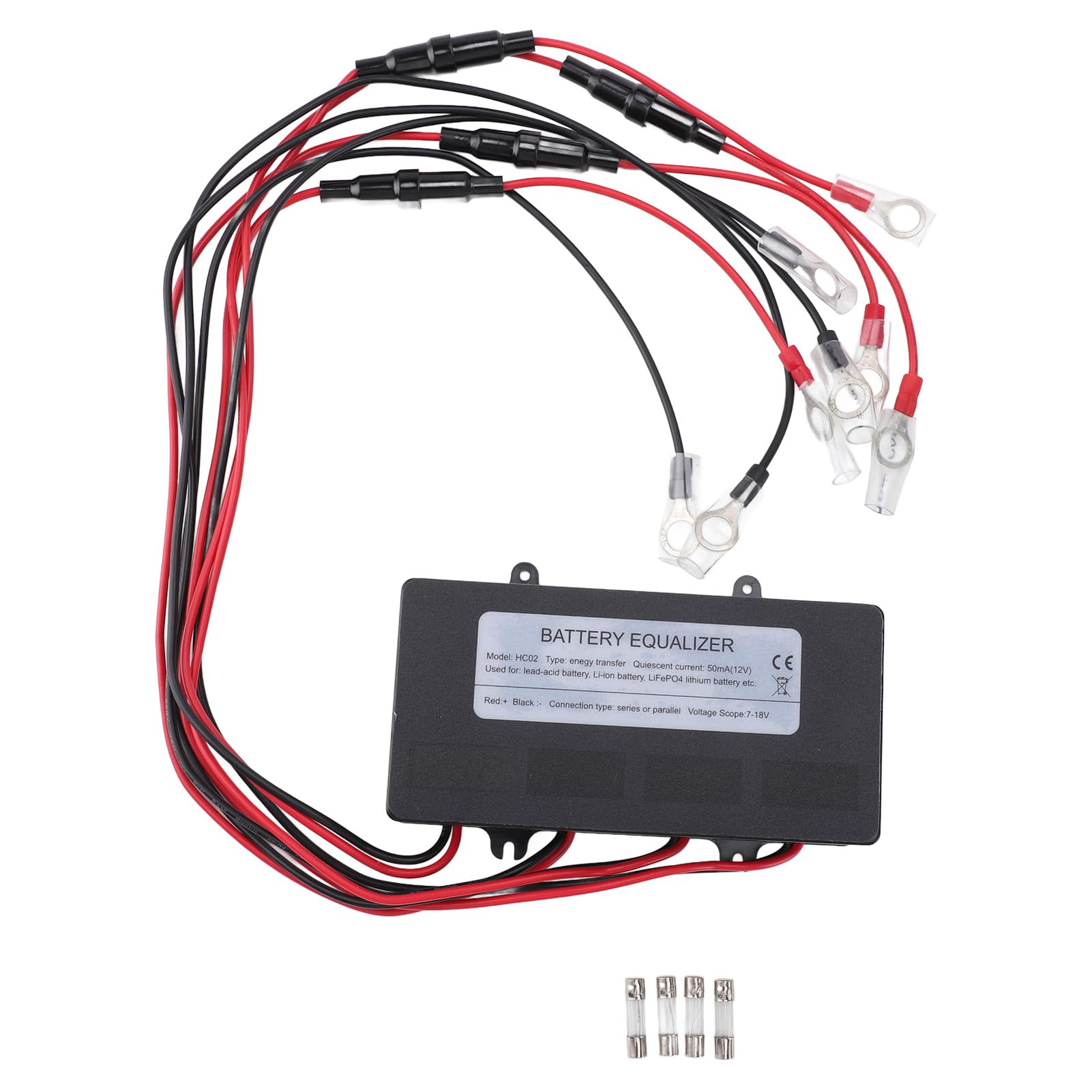 Marhynchus Battery Equalizer 48V 4X12V LED Display Reverse Polarity Protection Battery Voltage Balancer for Car Boat