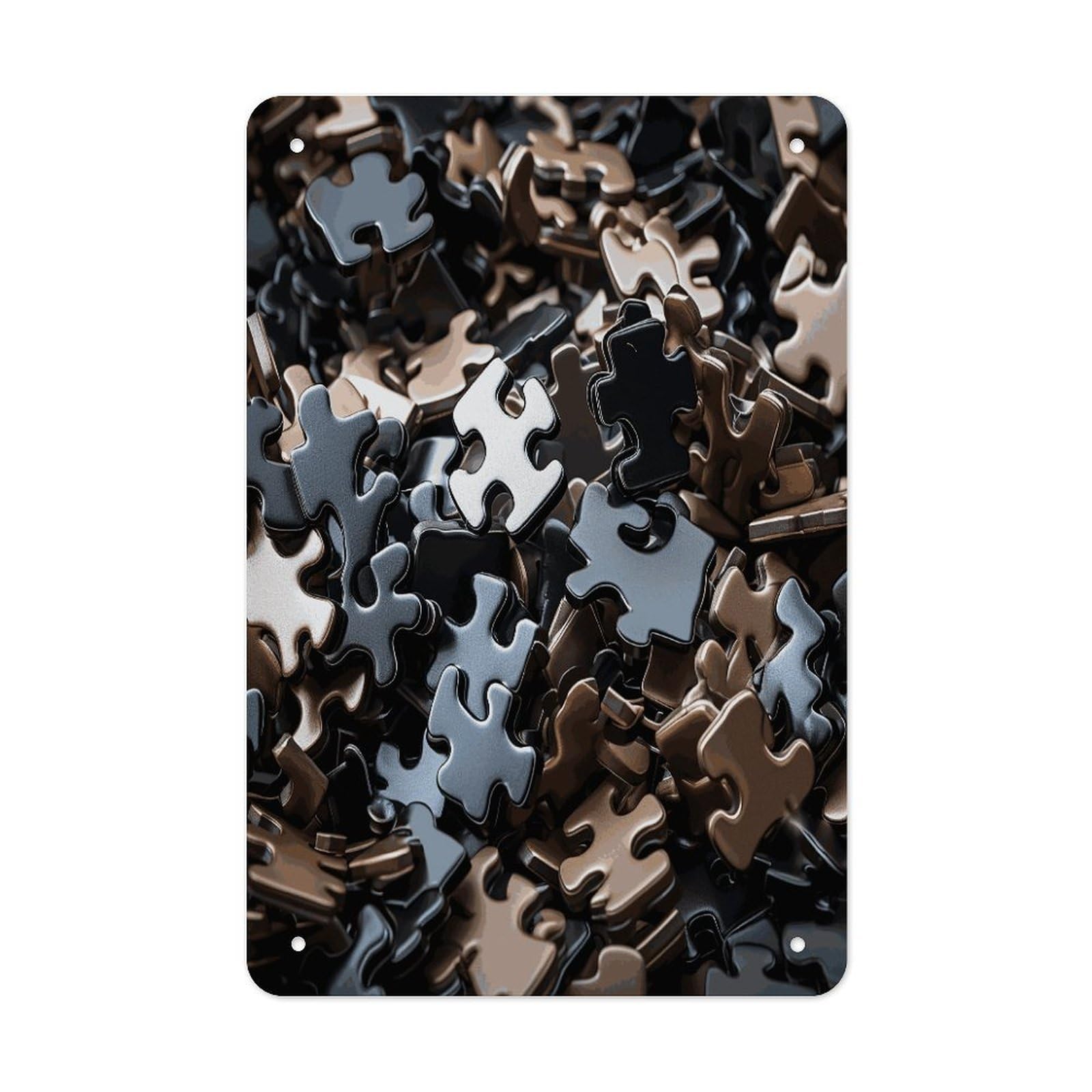 Btcowzrv Style A Bunch Of Puzzle Pieces Metal Tin Sign Wall Decor Hanging Plaque