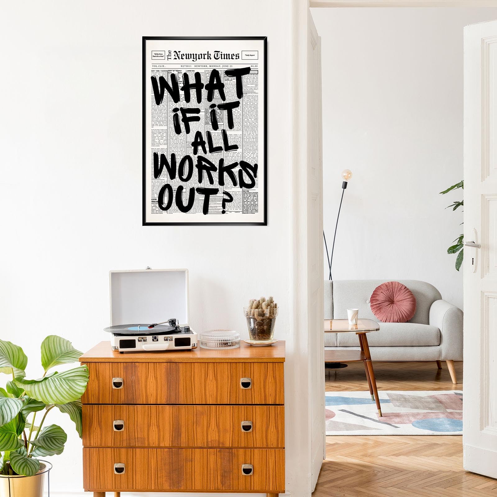 Unframed Black And White Newspaper Canvas Posters What If It All Works Out Wall Art Positive Affirmations Inspirational Quote Prints Painting For Living Room Bathroom Wall Decor 8x12in — view 7