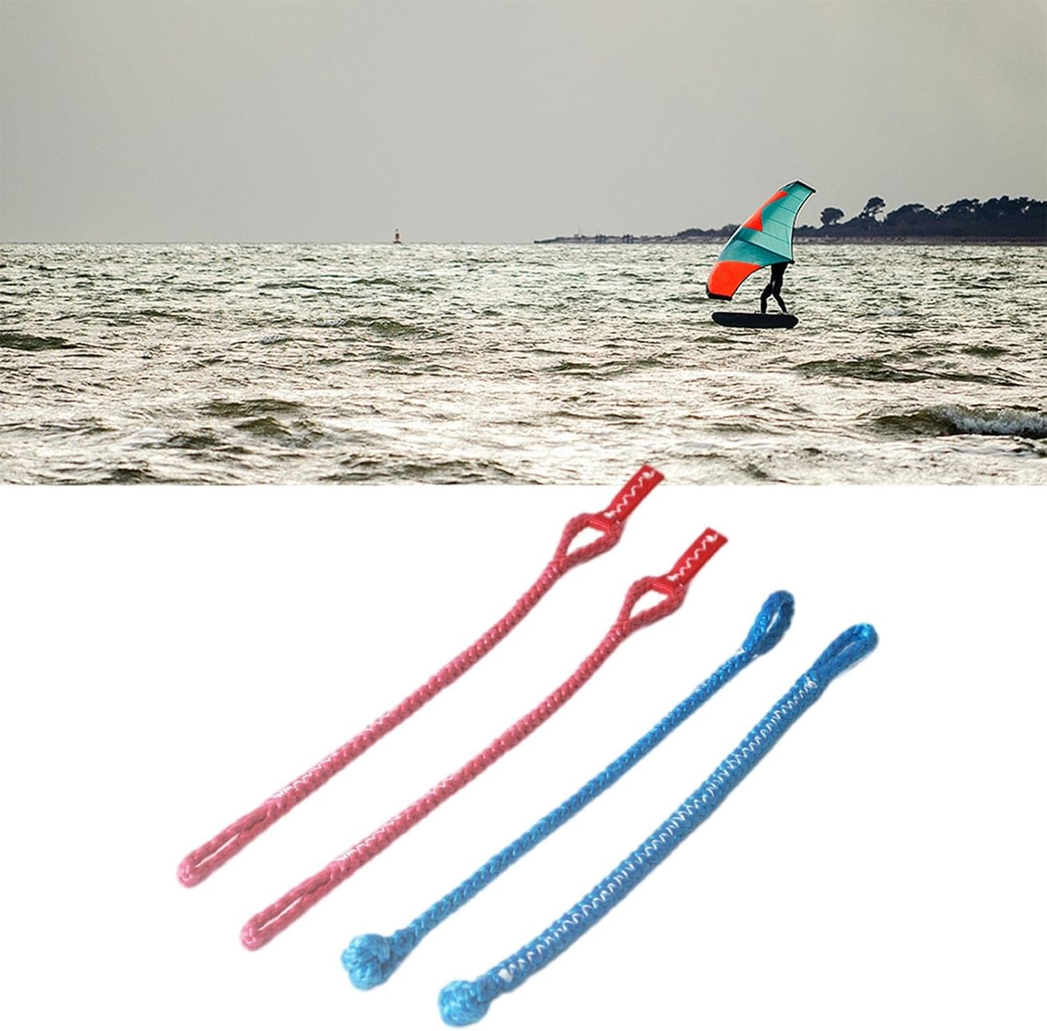 Almencla 4 Pieces Kiteboarding Pigtails Kitesurfing Bar Repair Kite Replacement Pigtails Kitesurf Parts, Red Blue