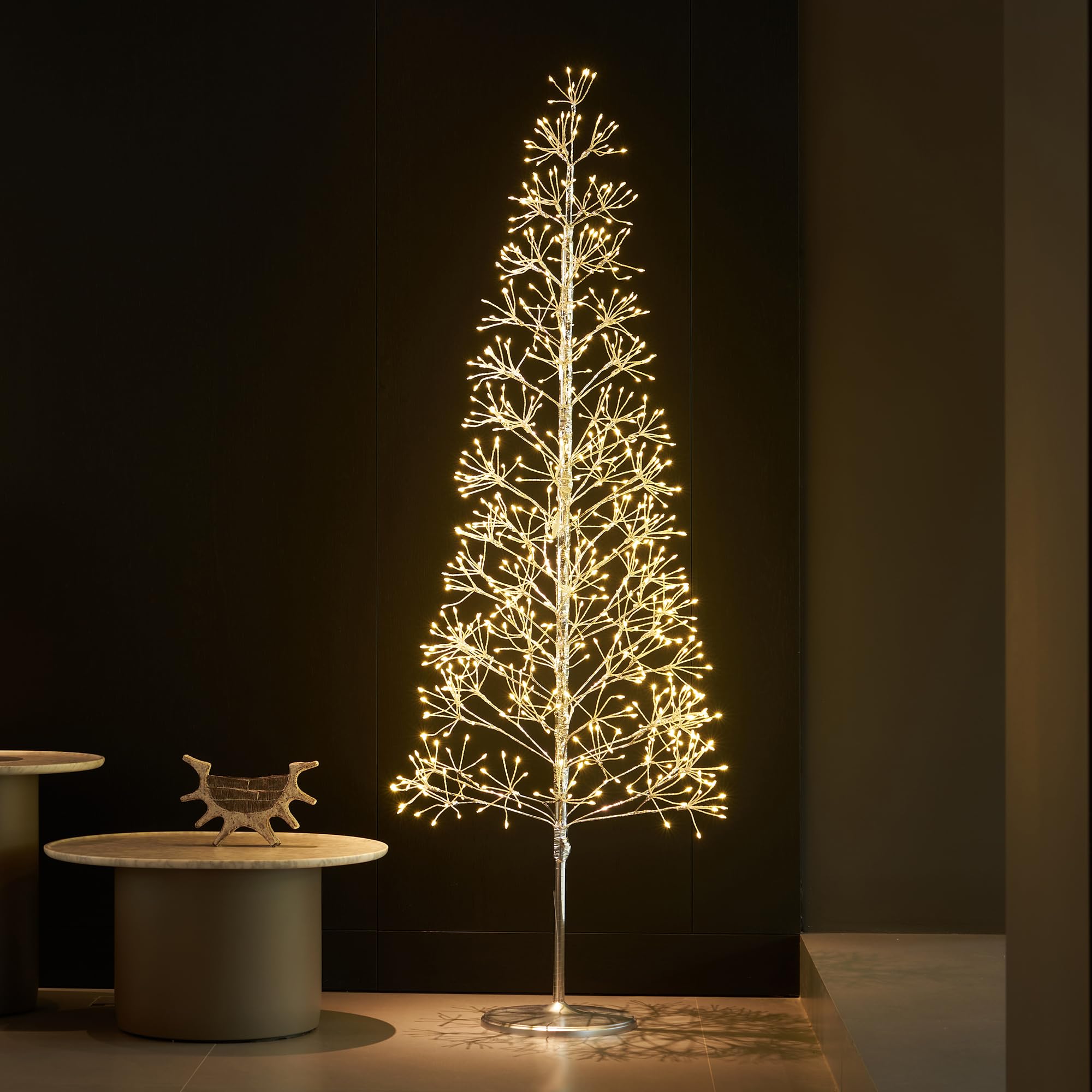 LITBLOOM Lighted Starburst Tree 720 Heavy Duty LED Lights, Silver Twig Tree with Lights 6FT for Home Fireplace Room Porch Christmas Decoration Inside Outside