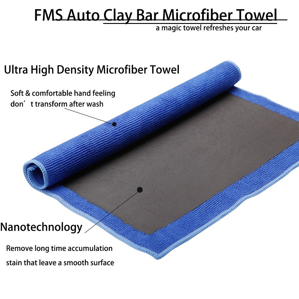 FMS 30 * 30 cm Panno in Argilla per Auto e Motocicli Riutilizzabile Clay Bar Kit e Panno in Microfibra per la Pulizia dell'auto (30 * 30cm-Blu)