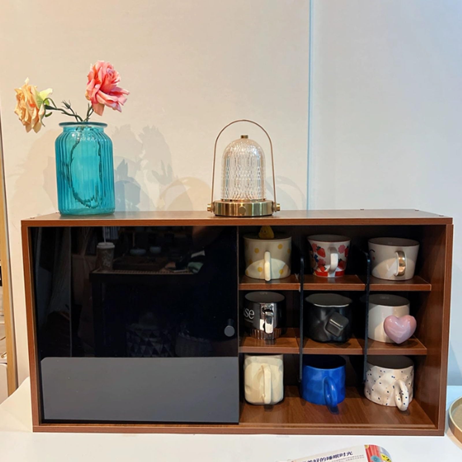 Étagère de rangement de cuisine multicouche en bois et métal, organiseur de tasses