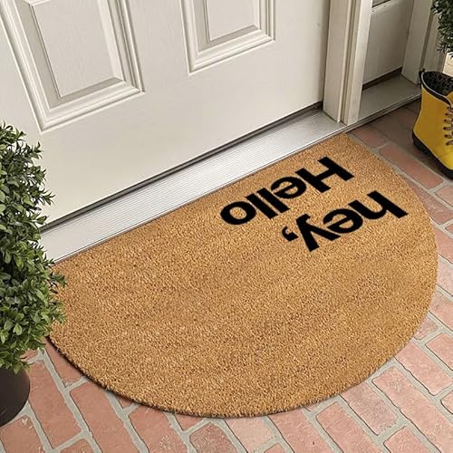 PCSWEET HOME Front Door Mat Outside Entrance, Non-Slip Low Pile Outdoor Doormat Faux Coconut Coir Half Round Heavy Duty Outdoor Mats for Front Door Back Door 17”X29” (Brown, 45cm x 75cm)