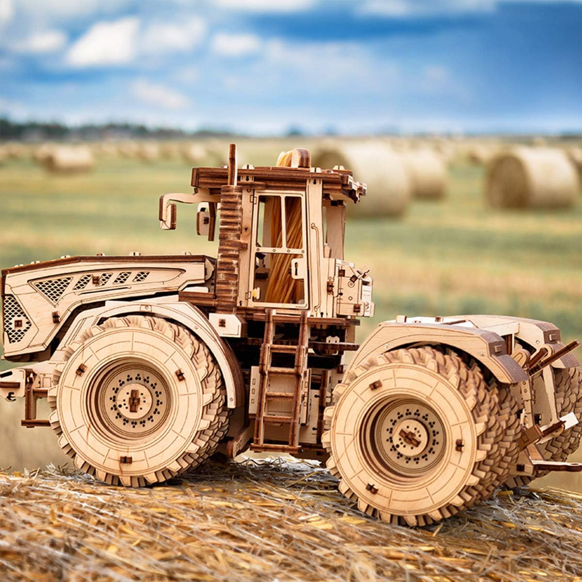 3D Holz Puzzle Mechanisches K-7M Traktor, 596 Stück Holzpuzzle Erwachsene Mechanische Montage Modellbausatz Basteln Modell, Geschenke und Dekoration