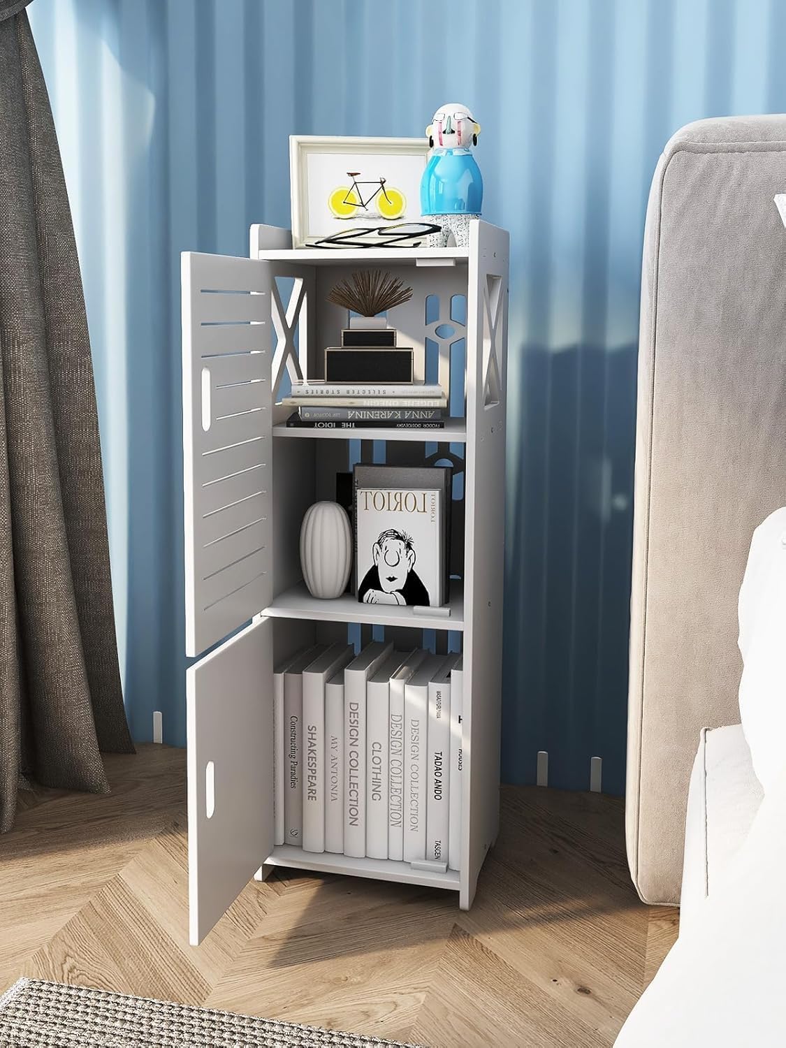 GREENSAPPIRE Armario de Baño Estrecho con Puertas – Mueble Auxiliar de PVC Impermeable, Almacenamiento Vertical Multinivel, Ahorra Espacio, para Baño (75×25×22 cm) — view 6