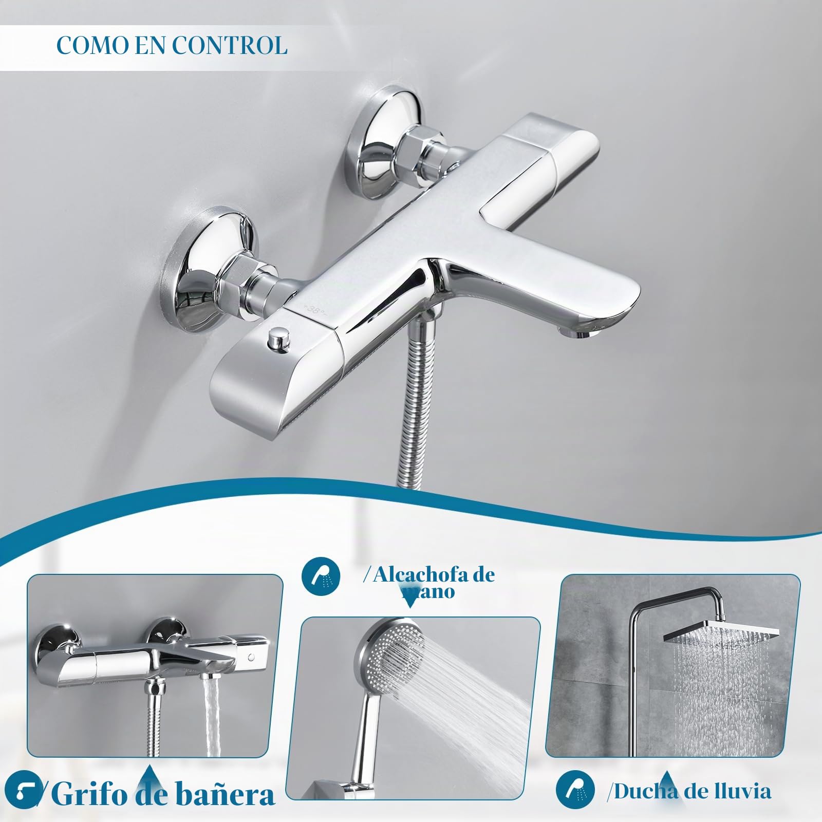 Grifos de Ducha Termostatico Cromo Grifo Termostatico Ducha Grifos de Bañera Grifos de Ducha y Bañeras Juegos de Grifería Para Bañera y Ducha