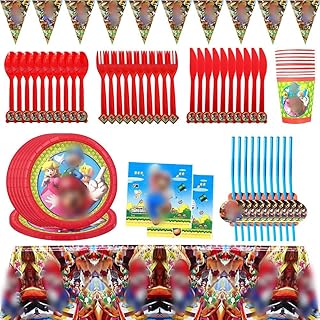 BESTZY 82Pcs Ensemble Vaisselle de fête, Vaisselle Réutilisable Anniversaire de Vaisselle Réutilisable pour Décorations de Fête Anniversaire d'enfant