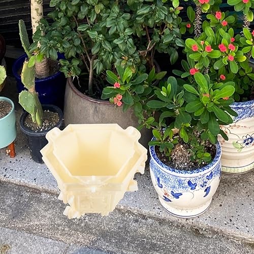 Miniatura 7 de Bonsái Cemento Decoración del Hogar Maceta Hexágono Hecho a sí mismo Artesanía de Resina Caja de Almacenamiento Decoración de Concreto Artesanías