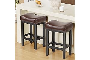 Bonded Leather Bar Stools Set of 2, 24 Inch Counter Height Barstools